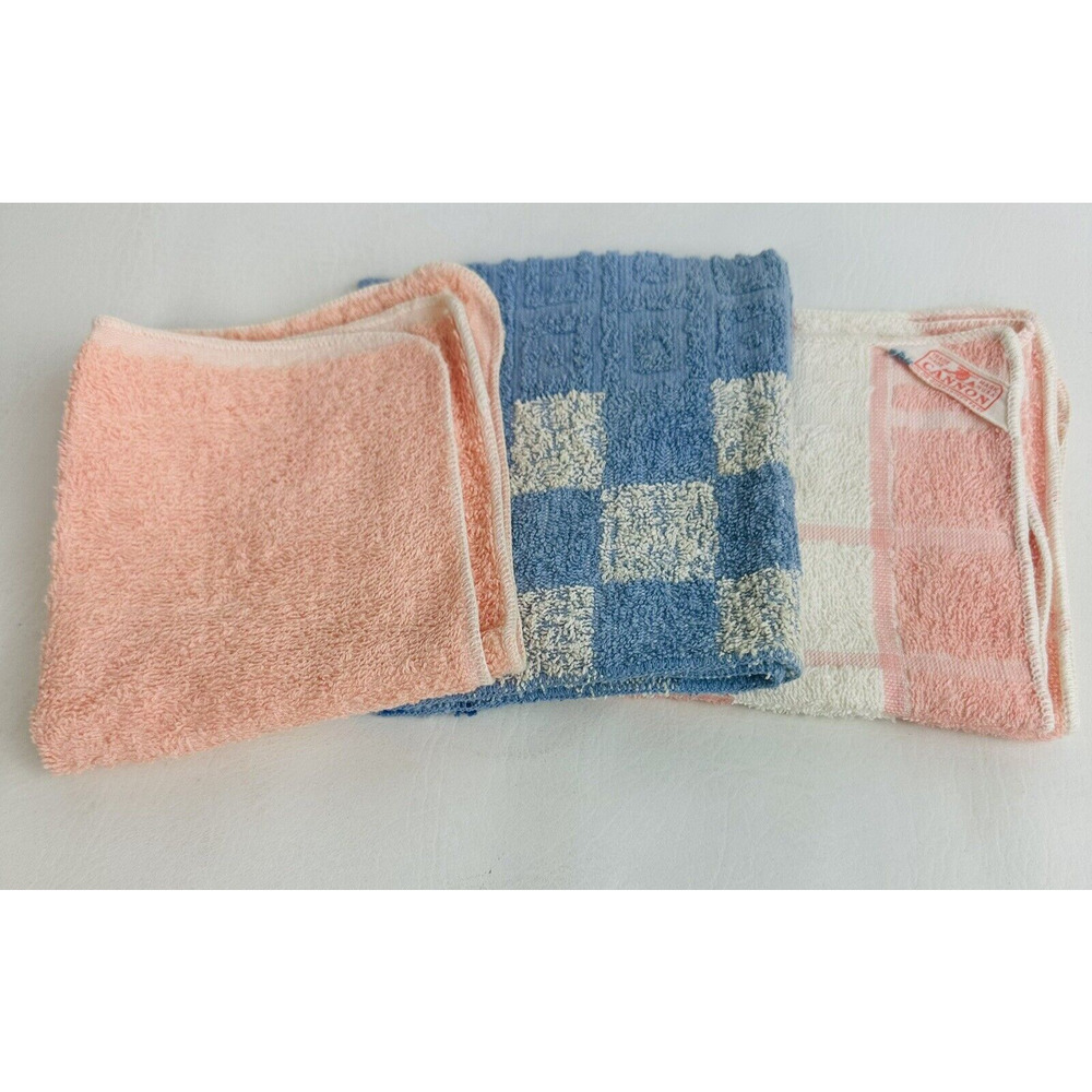 Vintage Cannon Cotton Wash Cloths Lot of 3‎ Bathroom Made In USA Textured NWOT